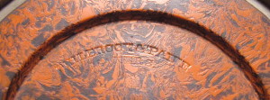 Note Payne Is Misspelled As Paine _______________ The Beautiful Orange Mottled Plates Are Often Referred To As Hard Rubber, But, They Are Actually Molded Of "Mud". While There  Is  No Stringent Formula  For Mud, It Is Generally A Mix Of Natural Resins Similar To Shellac And Rosin With Added Coloring Agents.